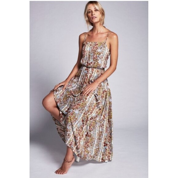 Free People Valerie Floral Maxi Dress Boho Summer Fall Layering Size M - Picture 1 of 11